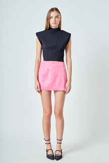 ENDLESS ROSE - Satin Piping Mini Skirt - SKIRTS available at Objectrare