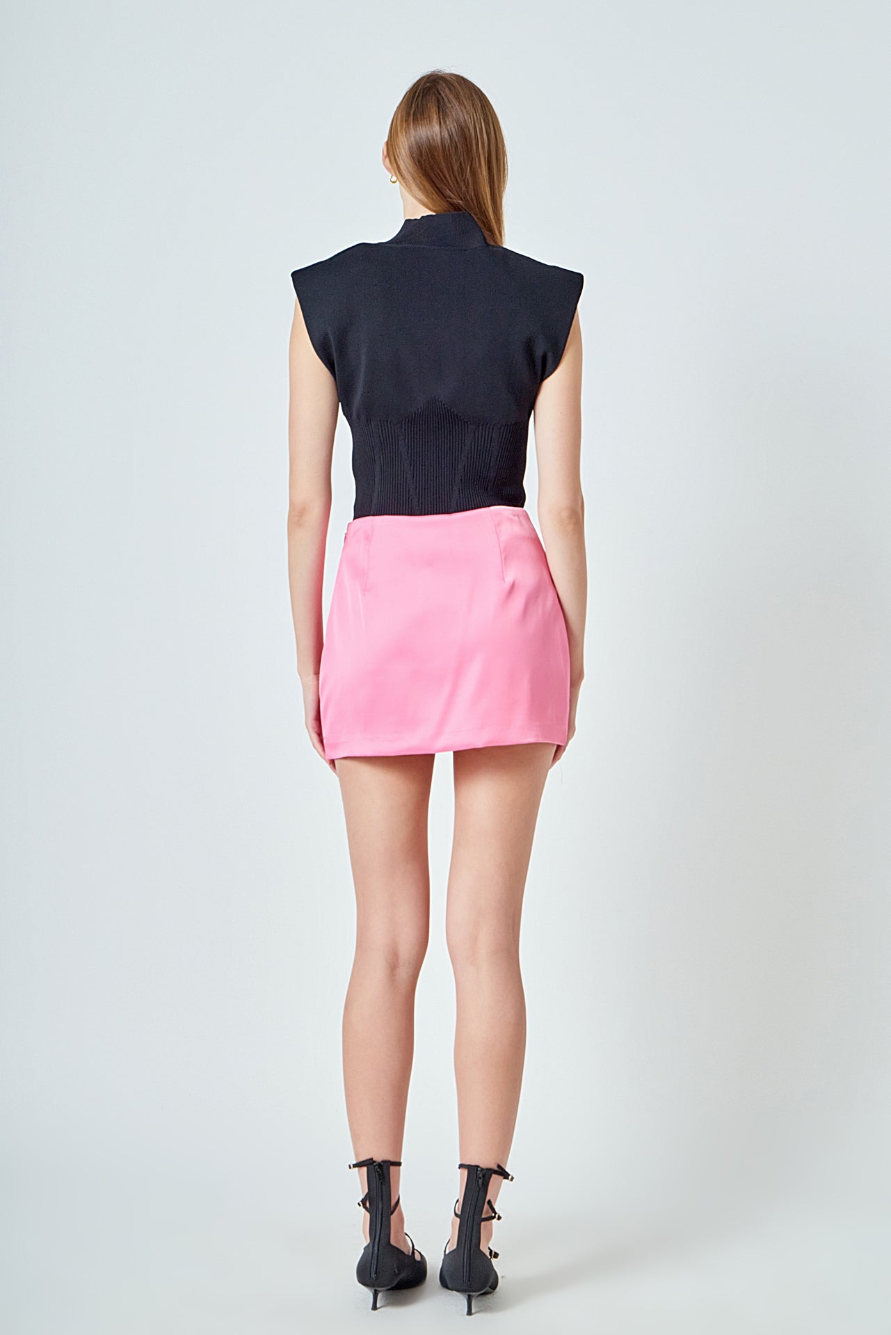 ENDLESS ROSE - Satin Piping Mini Skirt - SKIRTS available at Objectrare