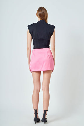 ENDLESS ROSE - Satin Piping Mini Skirt - SKIRTS available at Objectrare