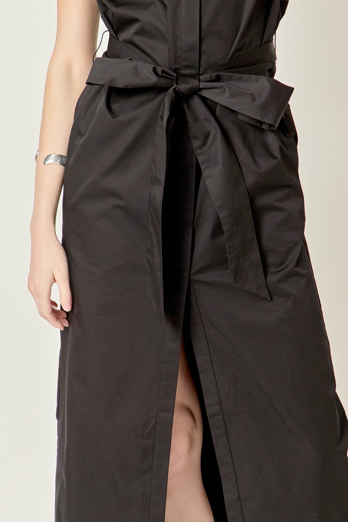Sable Shoulder Pleated Button-Up Dress