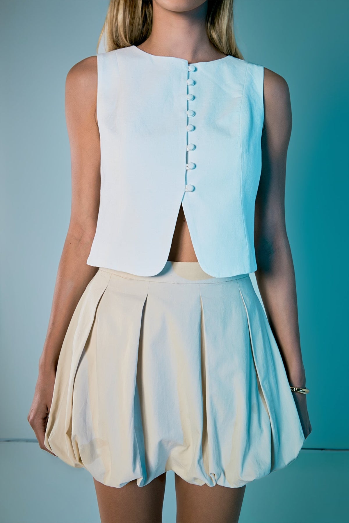 ENDLESS ROSE - Tara Button Up Cotton Linen Vest - TOPS available at Objectrare