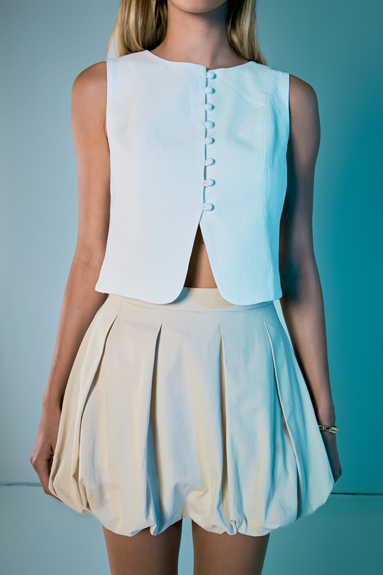 ENDLESS ROSE - Tara Button Up Cotton Linen Vest - TOPS available at Objectrare