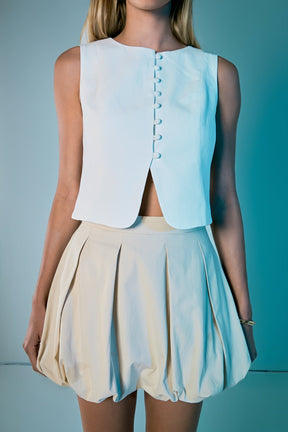 ENDLESS ROSE - Tara Button Up Cotton Linen Vest - TOPS available at Objectrare