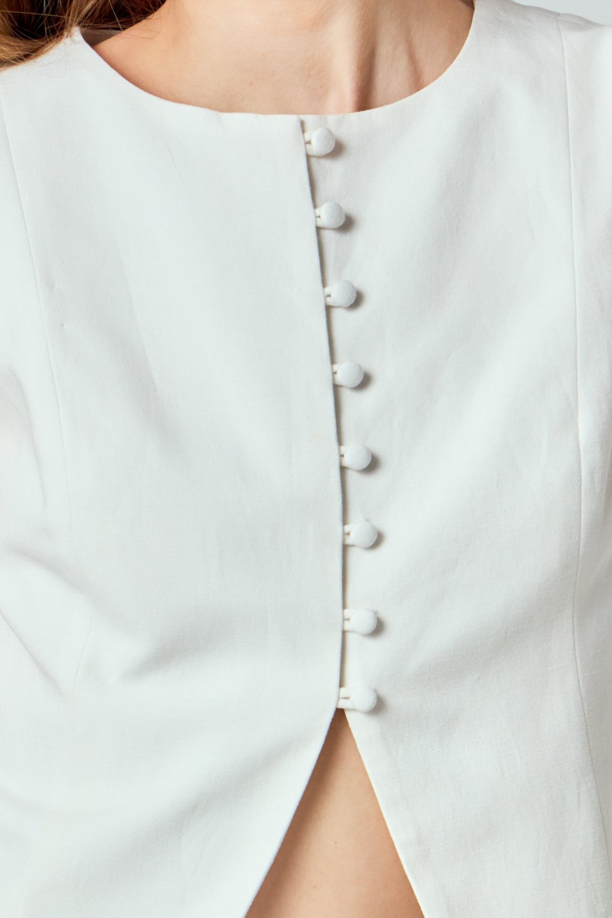 ENDLESS ROSE - Tara Button Up Cotton Linen Vest - TOPS available at Objectrare