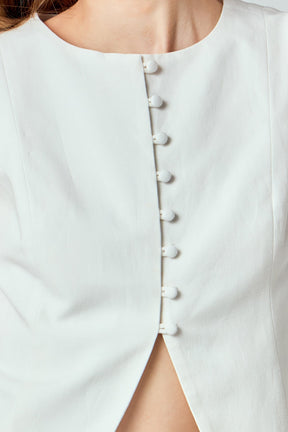 ENDLESS ROSE - Tara Button Up Cotton Linen Vest - TOPS available at Objectrare