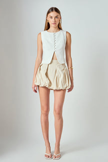 ENDLESS ROSE - Tara Button Up Cotton Linen Vest - TOPS available at Objectrare