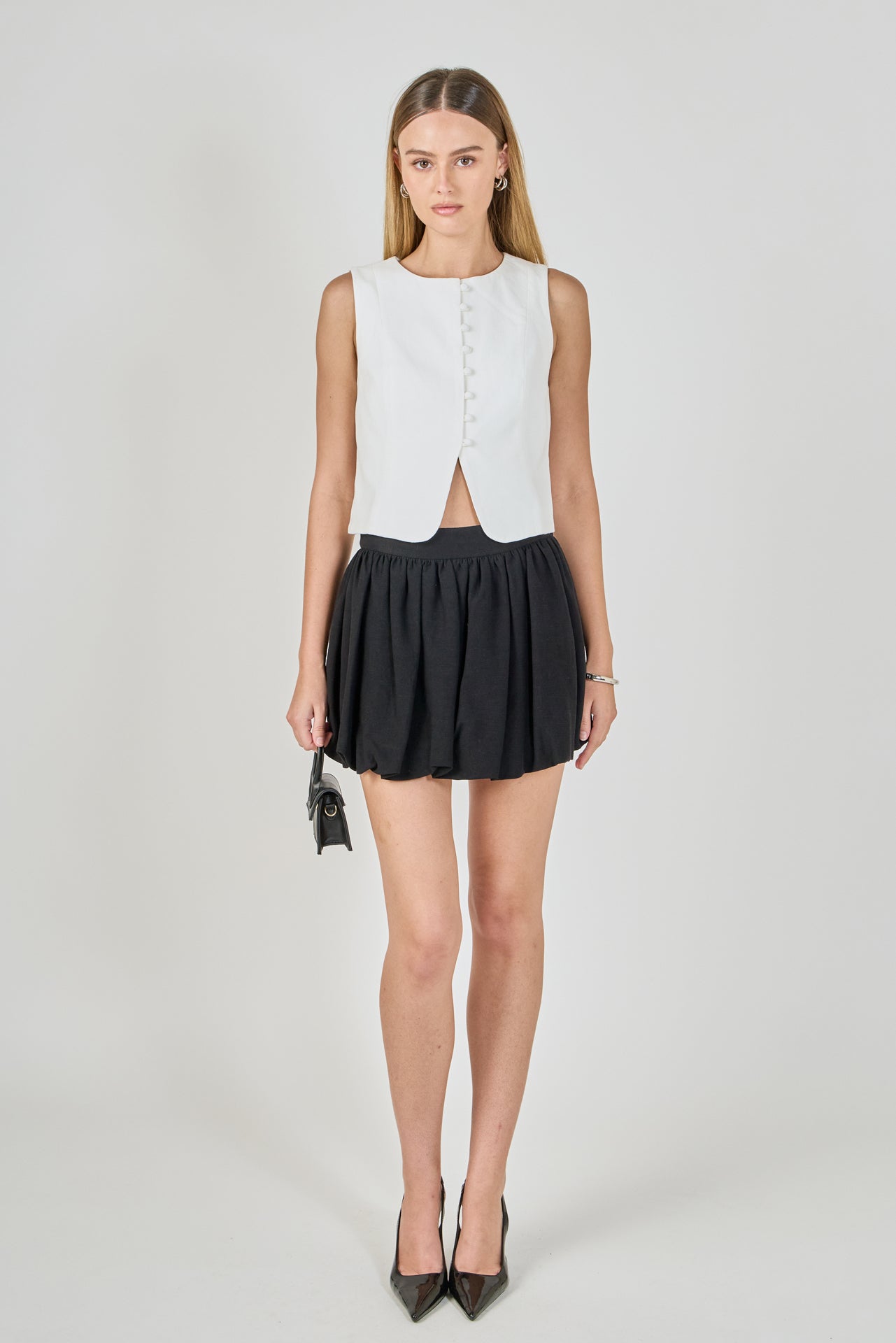 ENDLESS ROSE - Tara Button Up Cotton Linen Vest - TOPS available at Objectrare