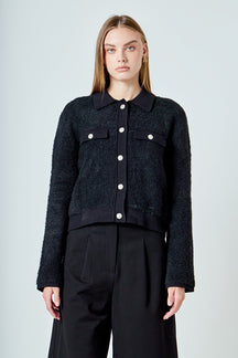 ENDLESS ROSE - Collared Button Up Cardigan - SWEATERS & KNITS available at Objectrare