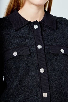 ENDLESS ROSE - Collared Button Up Cardigan - SWEATERS & KNITS available at Objectrare