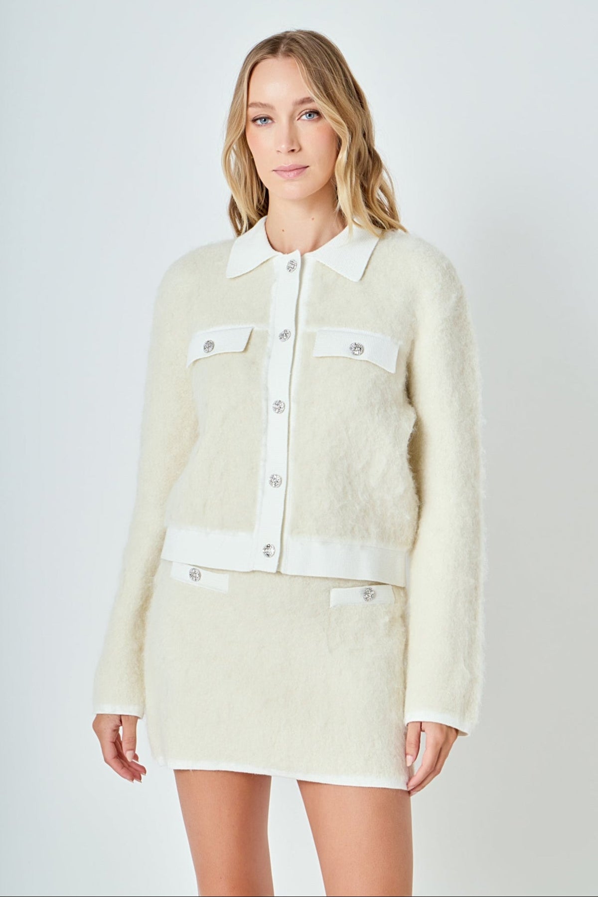 ENDLESS ROSE - Collared Button Up Cardigan - SWEATERS & KNITS available at Objectrare