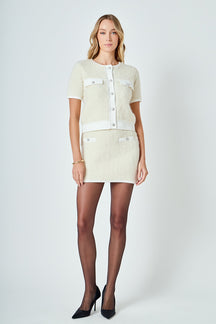 ENDLESS ROSE - Round Neck Short Sleeve Cardigan Sweater - SWEATERS & KNITS available at Objectrare