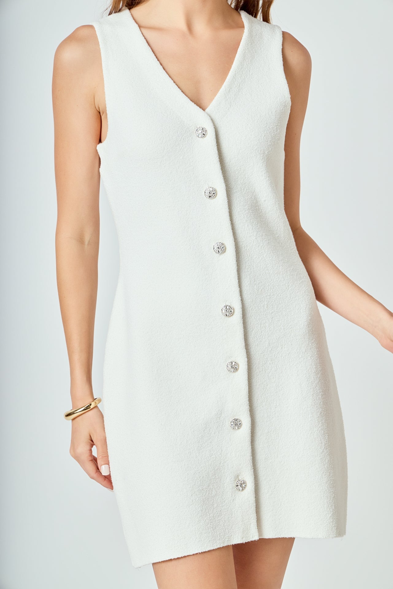 Endless Rose - V-Neck A-Line Mini Dress IVORY / L Endless Rose - V-Neck A-Line Mini Dress IVORY / L