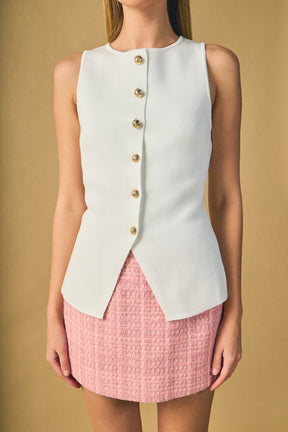 ENDLESS ROSE - Button Up Knit Vest - TOPS available at Objectrare