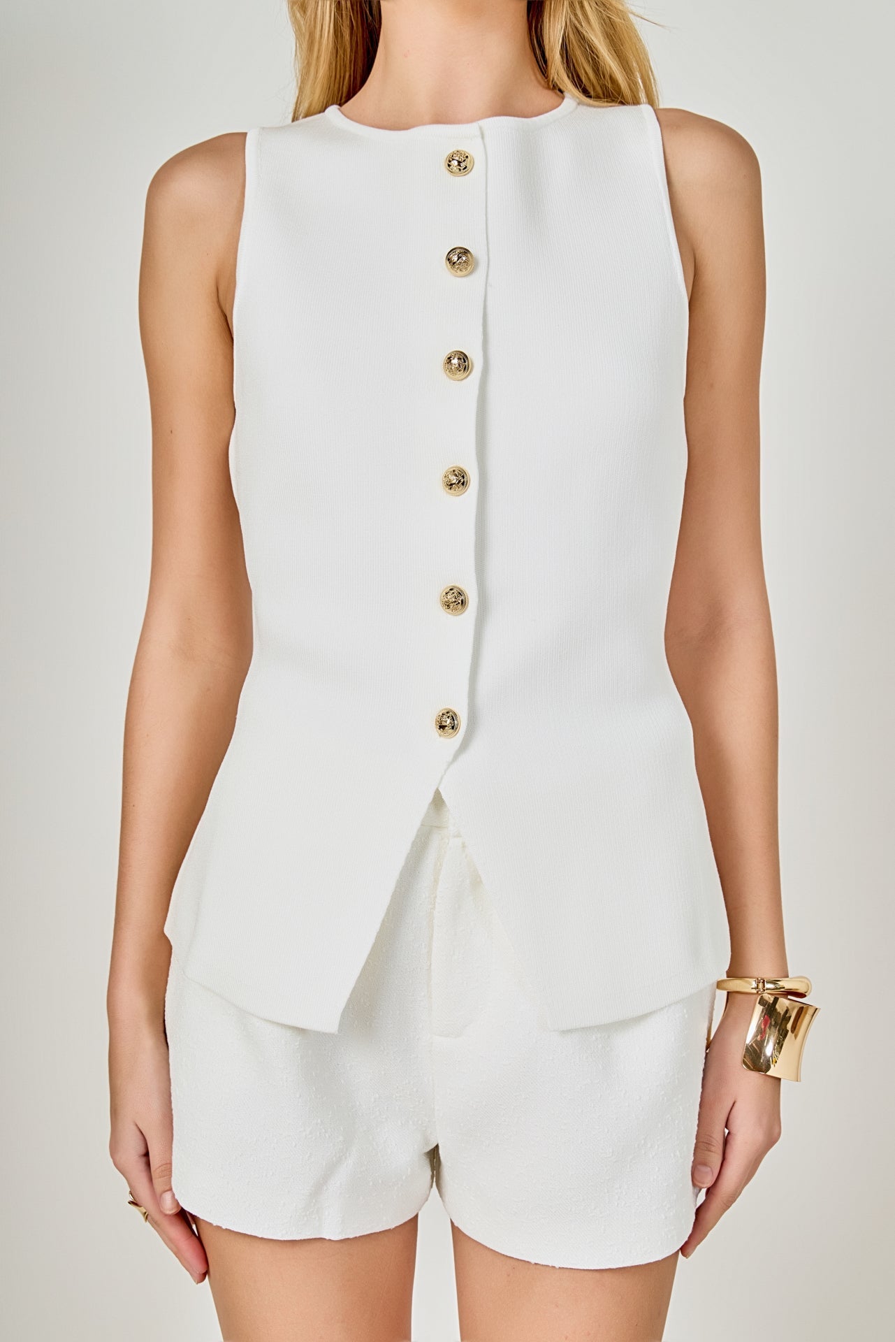 ENDLESS ROSE - Button Up Knit Vest - TOPS available at Objectrare