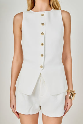 ENDLESS ROSE - Button Up Knit Vest - TOPS available at Objectrare