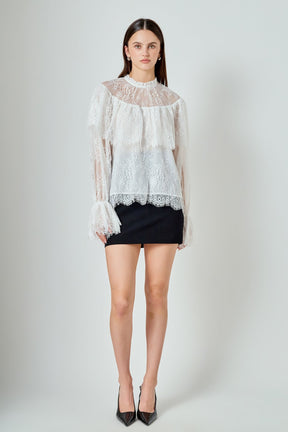 ENDLESS ROSE - Ruffled Lace Blouse - TOPS available at Objectrare