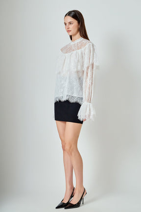 ENDLESS ROSE - Ruffled Lace Blouse - TOPS available at Objectrare