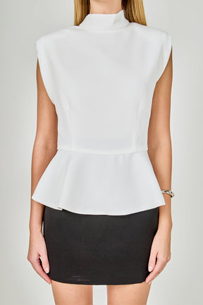 ENDLESS ROSE - Mock Neck Sleeveless Peplum Top - TOPS available at Objectrare