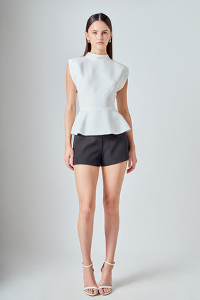 Mock Neck Sleeveless Peplum Top