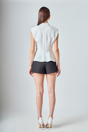 Mock Neck Sleeveless Peplum Top