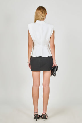 ENDLESS ROSE - Mock Neck Sleeveless Peplum Top - TOPS available at Objectrare
