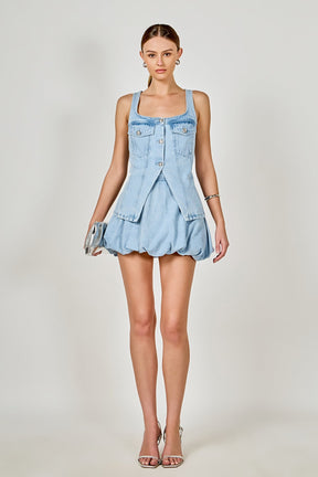 ENDLESS ROSE - Zoe Denim Balloon Mini Skirt - SKIRTS available at Objectrare