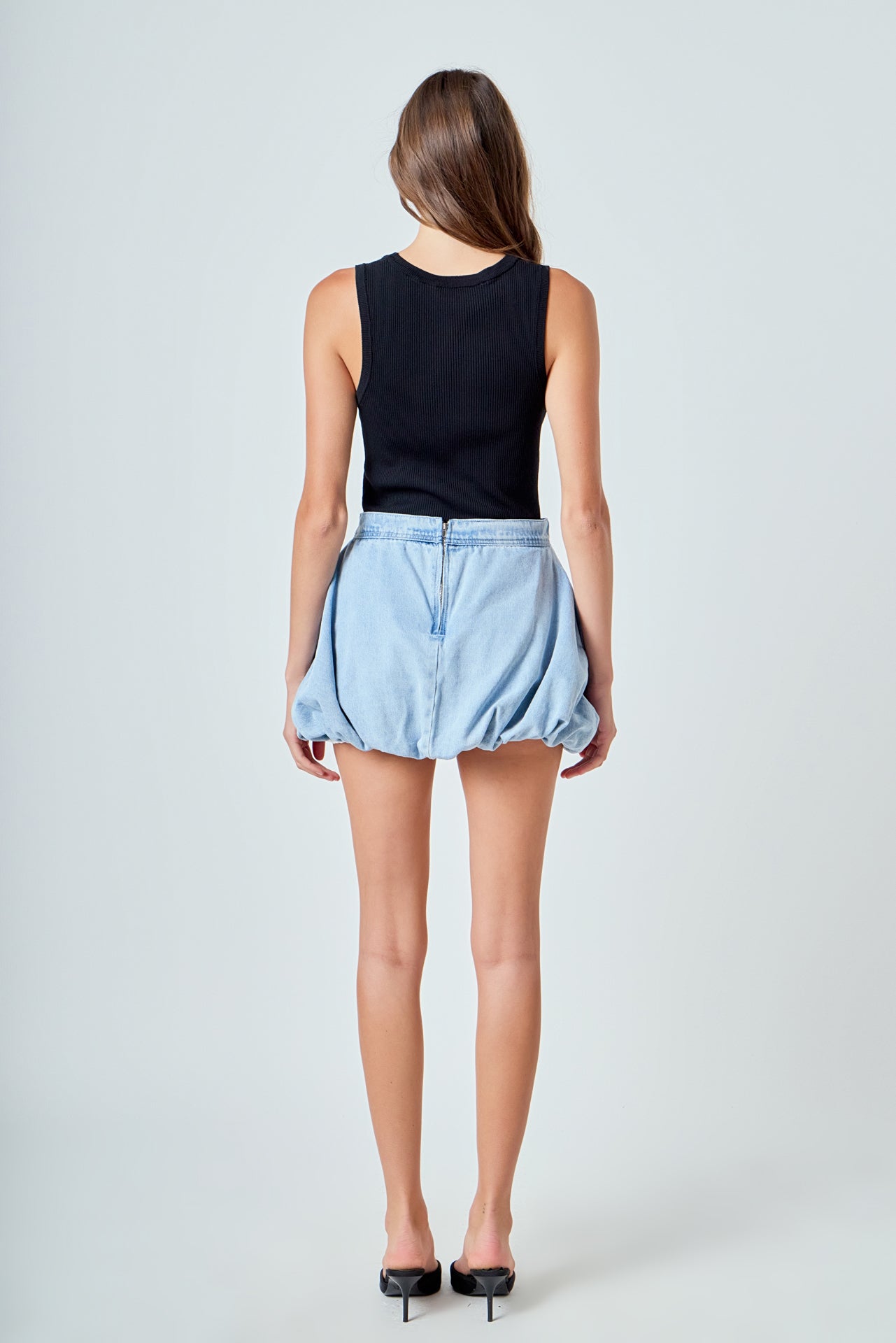 ENDLESS ROSE - Zoe Denim Balloon Mini Skirt - SKIRTS available at Objectrare