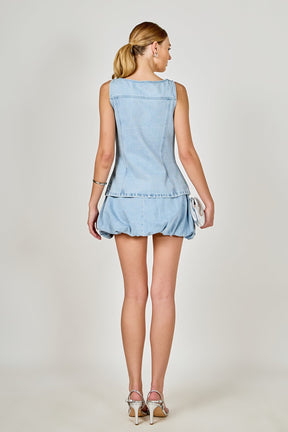 ENDLESS ROSE - Zoe Denim Balloon Mini Skirt - SKIRTS available at Objectrare