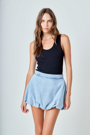 ENDLESS ROSE - Zoe Denim Balloon Mini Skirt - SKIRTS available at Objectrare