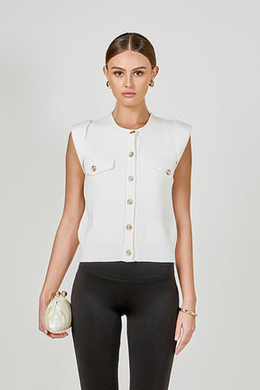 ENDLESS ROSE - Button-Up Sweater Vest - TOPS available at Objectrare