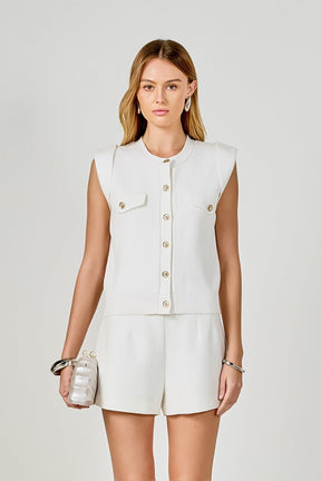 ENDLESS ROSE - Button-Up Sweater Vest - TOPS available at Objectrare