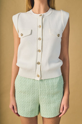 ENDLESS ROSE - Button-Up Sweater Vest - TOPS available at Objectrare