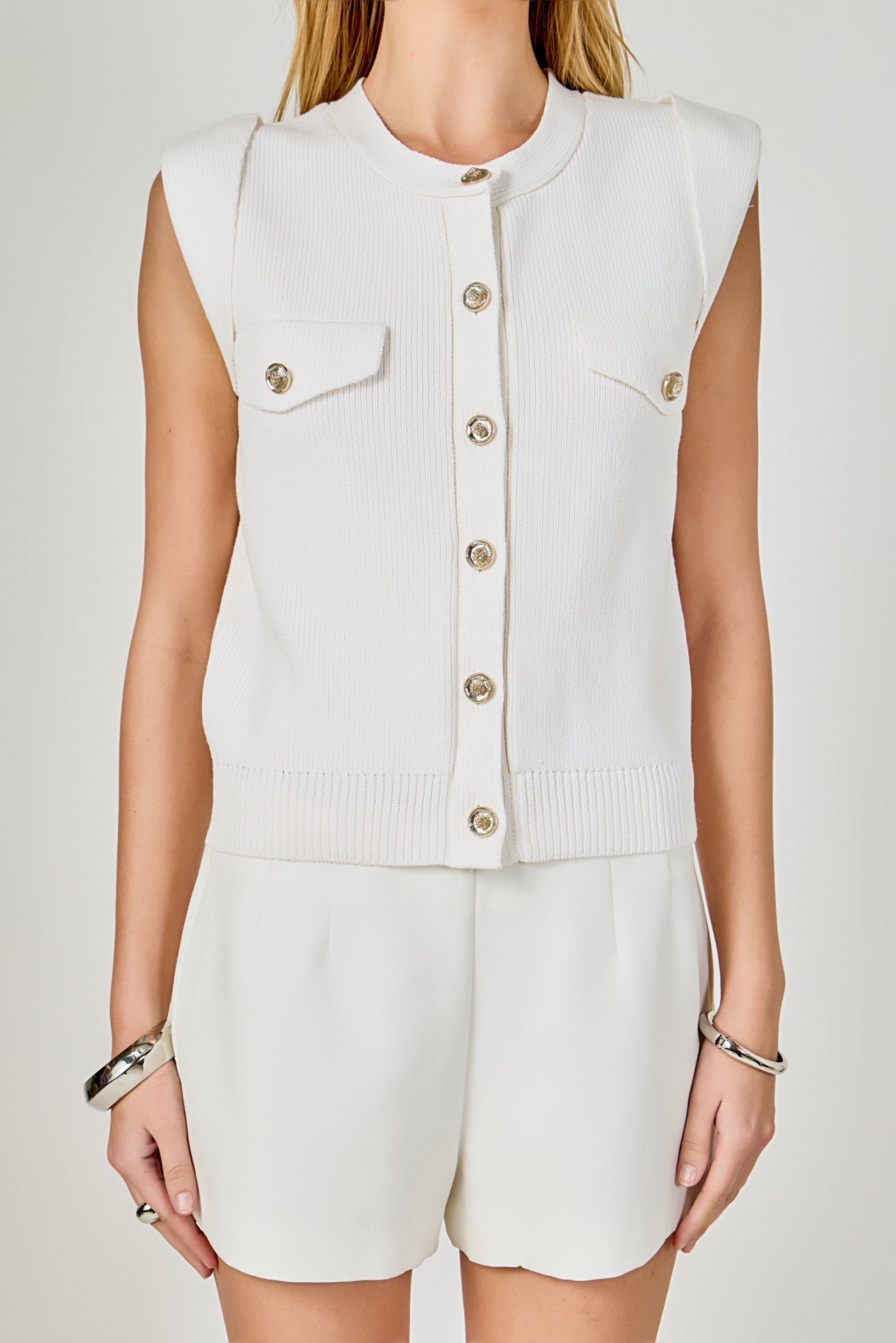 ENDLESS ROSE - Button-Up Sweater Vest - TOPS available at Objectrare