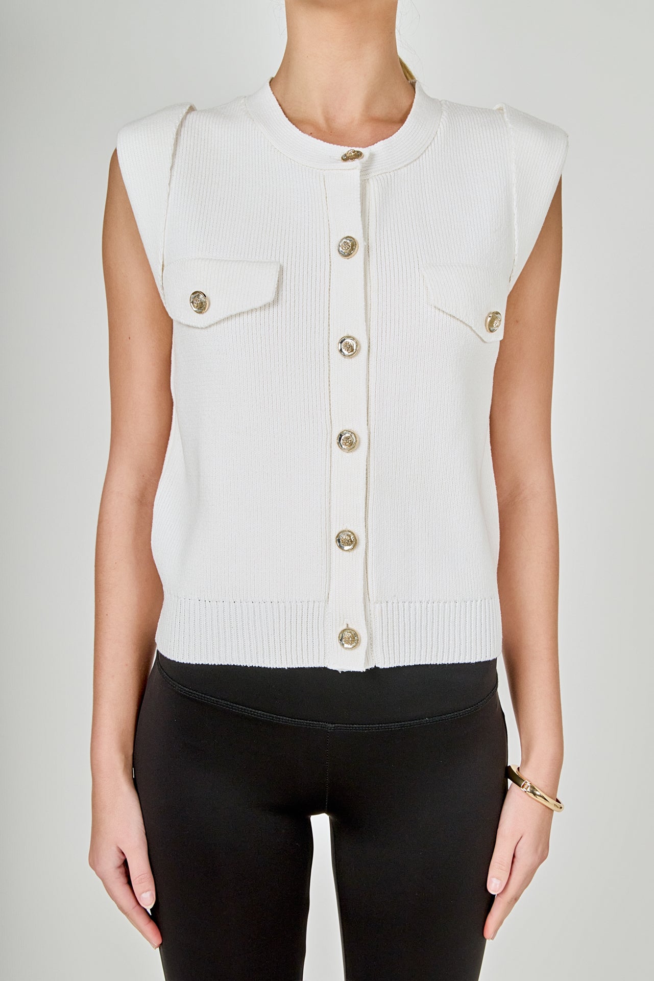 ENDLESS ROSE - Button-Up Sweater Vest - TOPS available at Objectrare