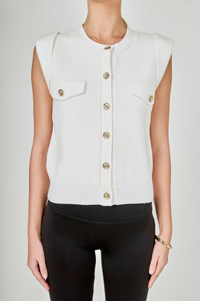 ENDLESS ROSE - Button-Up Sweater Vest - TOPS available at Objectrare