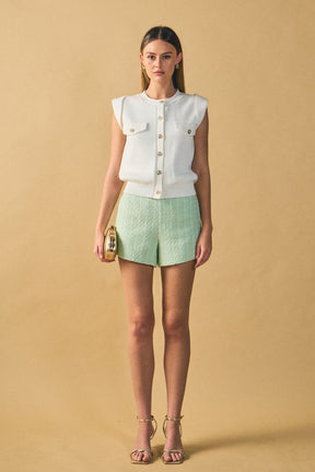 ENDLESS ROSE - Button-Up Sweater Vest - TOPS available at Objectrare