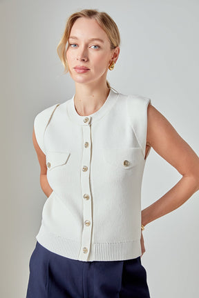 ENDLESS ROSE - Button-Up Sweater Vest - TOPS available at Objectrare