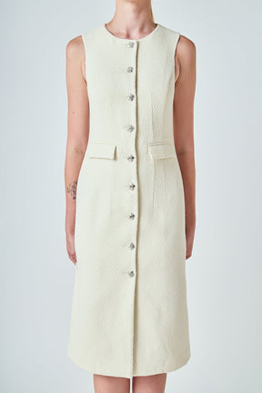 ENDLESS ROSE - Jewel Buttoned Sleeveless Midi Dress - DRESSES available at Objectrare