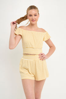 AFTER MARKET - Off Shoulder Stripe Knit Top - TOPS available at Objectrare