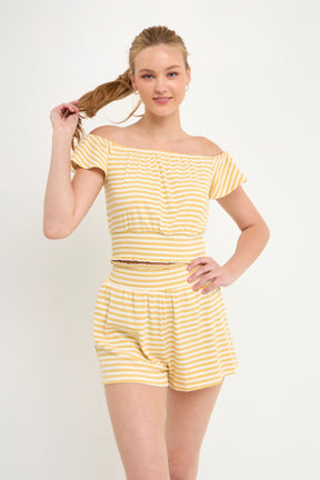 AFTER MARKET - Off Shoulder Stripe Knit Top - TOPS available at Objectrare