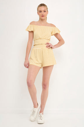 AFTER MARKET - Off Shoulder Stripe Knit Top - TOPS available at Objectrare