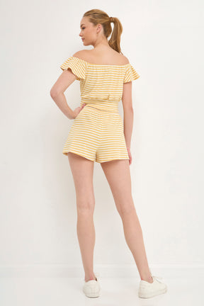 AFTER MARKET - Off Shoulder Stripe Knit Top - TOPS available at Objectrare