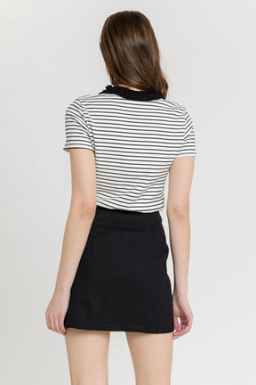 Side Button Down Mini Skirt