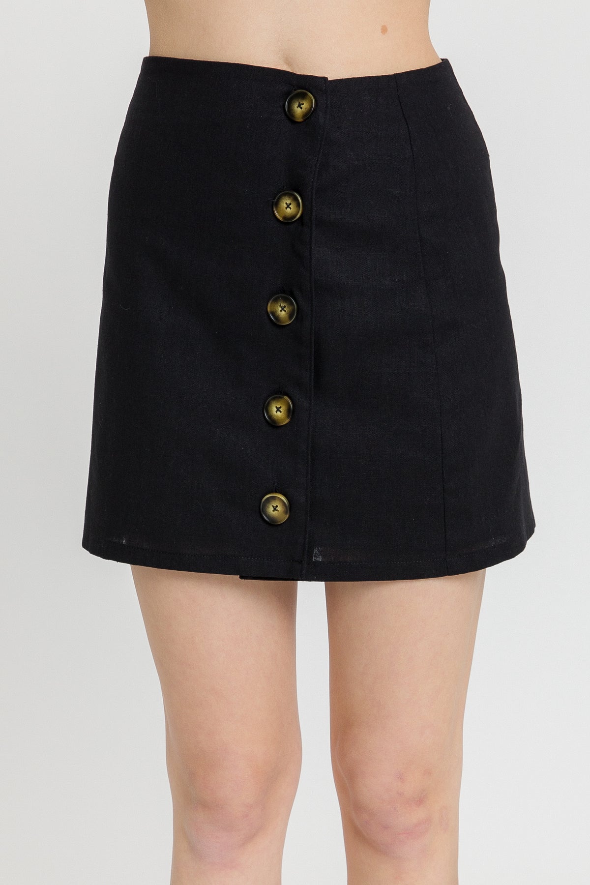Side Button Down Mini Skirt