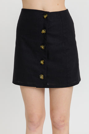 Side Button Down Mini Skirt