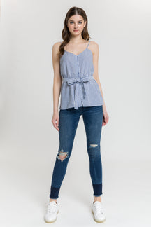 Tie Detail Stripe Tank Top