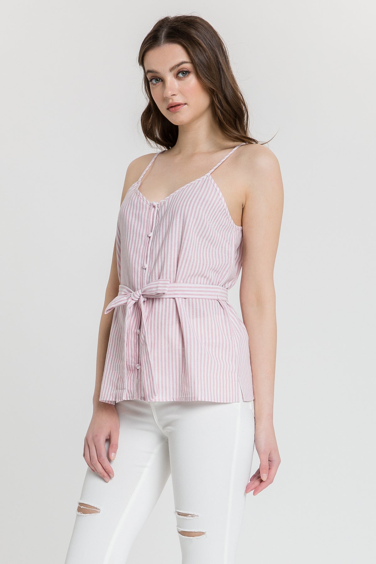 Tie Detail Stripe Tank Top