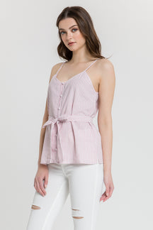 Tie Detail Stripe Tank Top