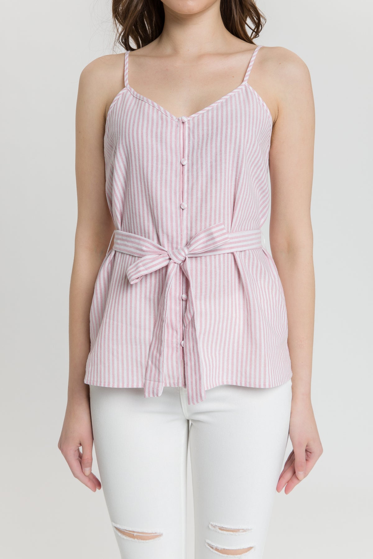 Tie Detail Stripe Tank Top