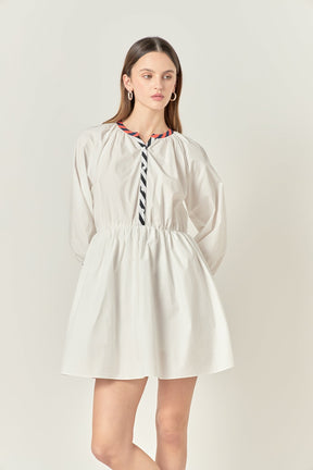 ENGLISH FACTORY - Poplin Shirt Dress with Striped Binding - DRESSES available at Objectrare
